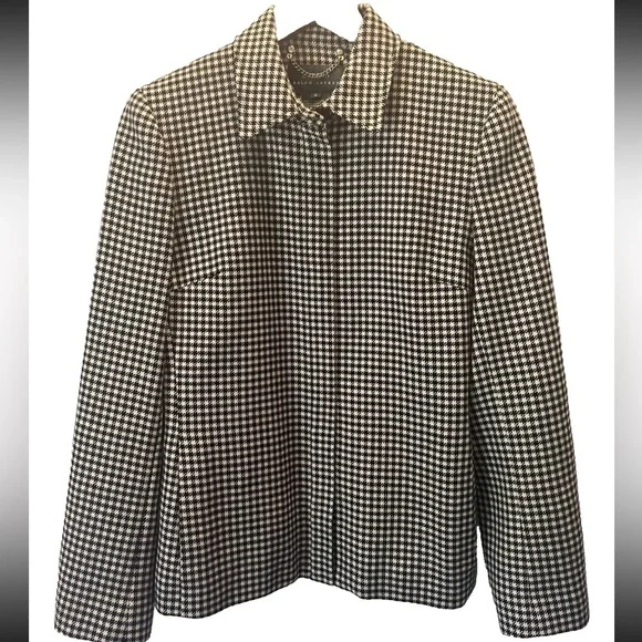 Ralph Lauren 100% Wool Jacket Houndstooth Women's Size 10 - Picture 2 of 7